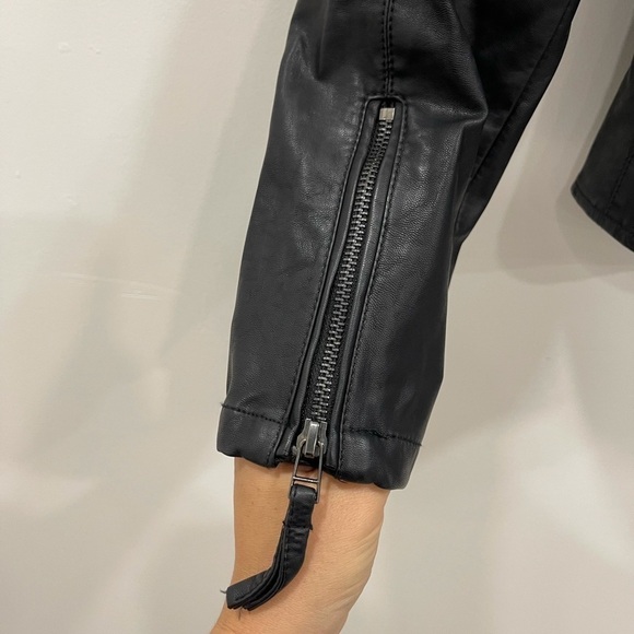 Black NYC Vegan Moto Leather Jacket Full Zip Black Medium - Picture 8 of 14